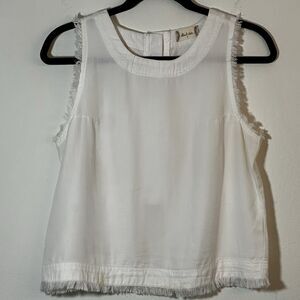 Altar'd State White Sleeveless Top Raw Edge Hem  Beach Flowy Casual SMALL